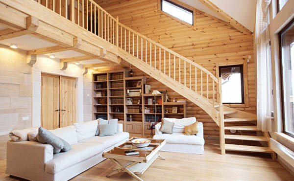 Стильный и недорогой дизайн-проект для деревянного коттеджа или дома.